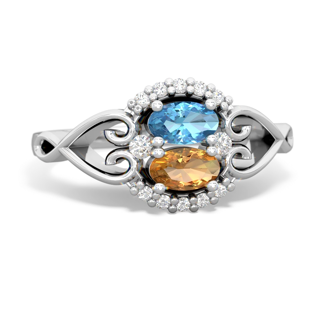 Blue Topaz Love Nest 14K White Gold ring R5860