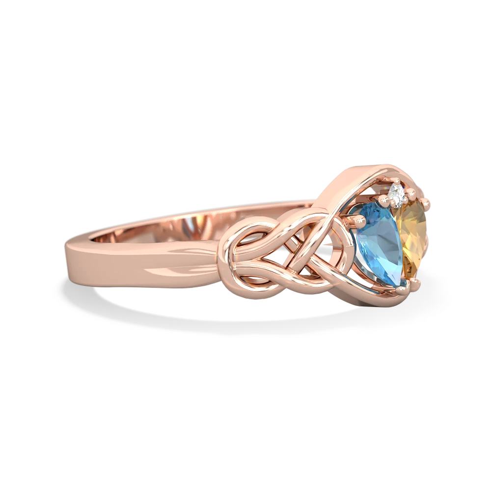 Blue Topaz Celtic Love Knot 14K Rose Gold ring R5420