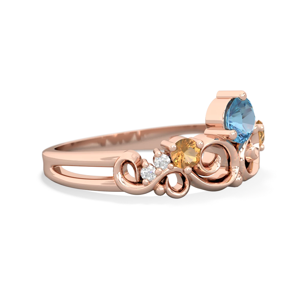 Blue Topaz Crown Keepsake 14K Rose Gold ring R5740