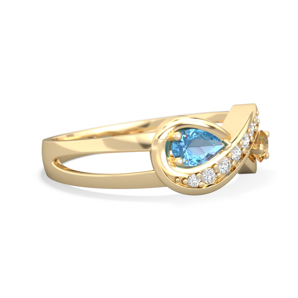 Blue Topaz Diamond Infinity 14K Yellow Gold ring R5390