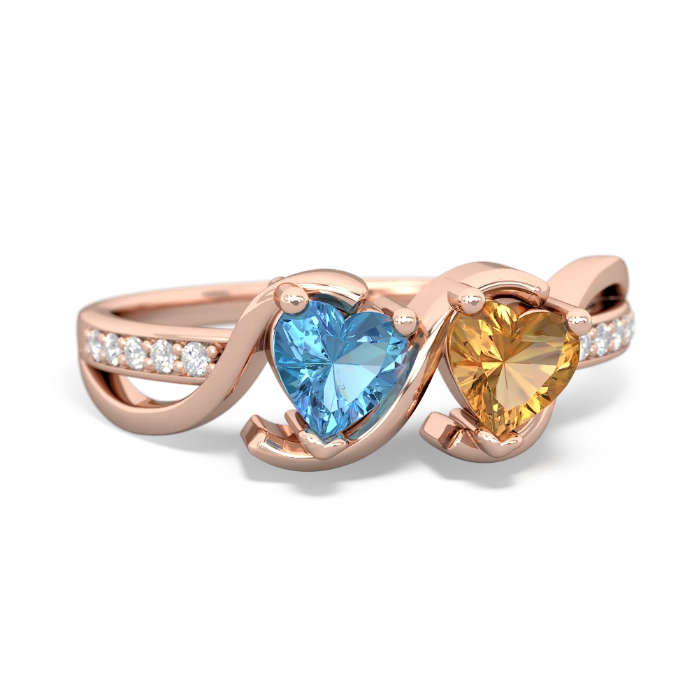 Blue Topaz Side By Side 14K Rose Gold ring R3090