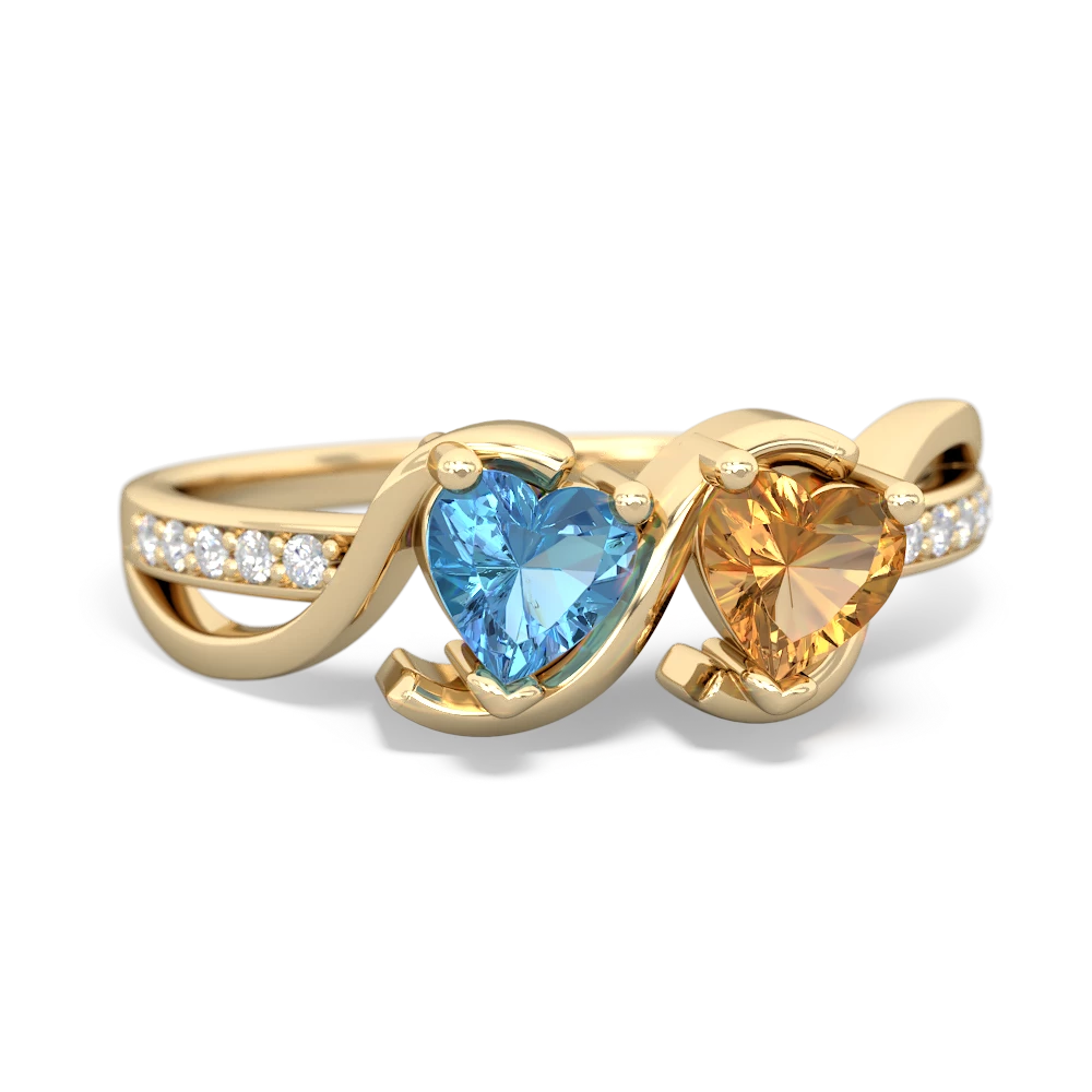 Blue Topaz Side By Side 14K Yellow Gold ring R3090