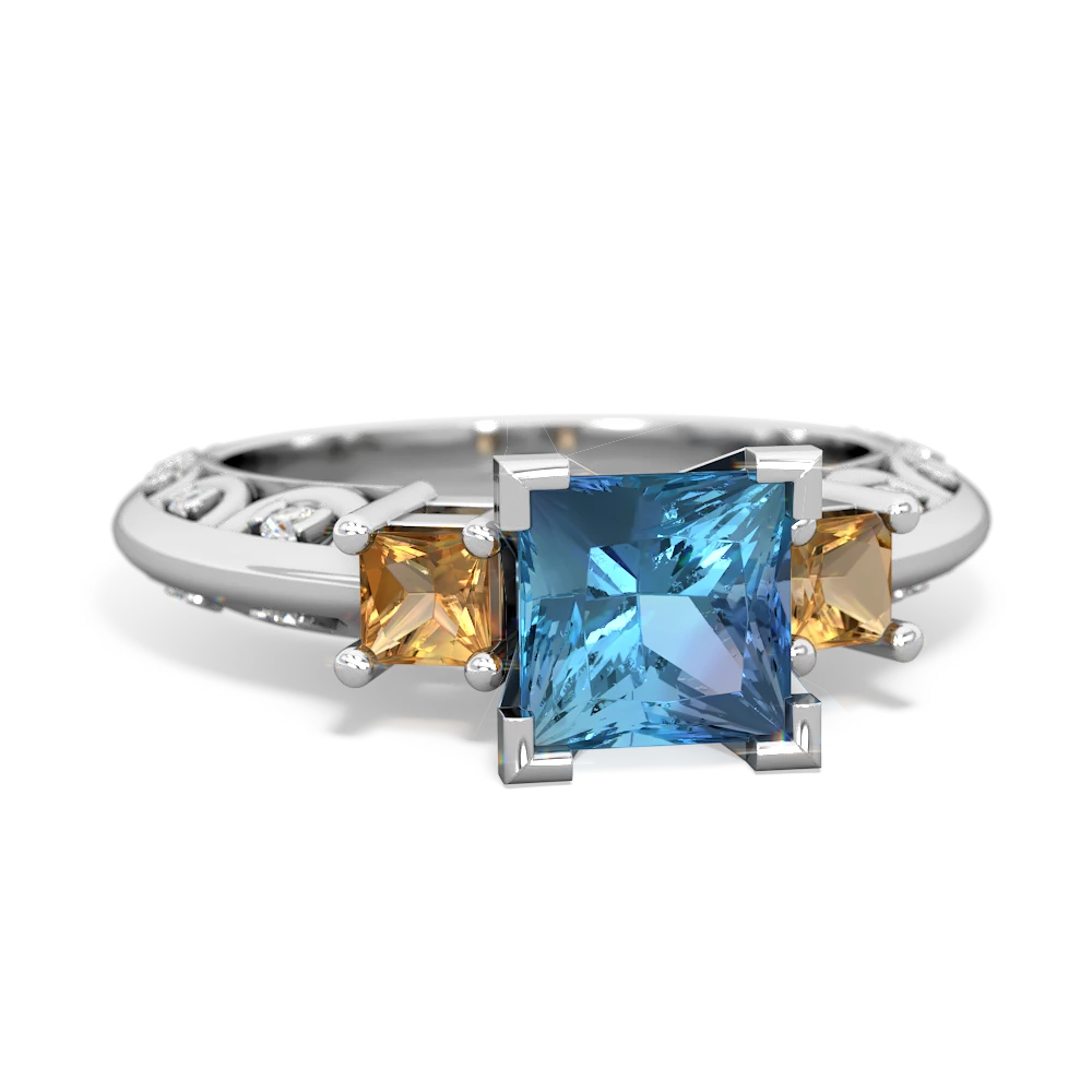 Blue Topaz Eternal Embrace Engagement 14K White Gold ring C2001