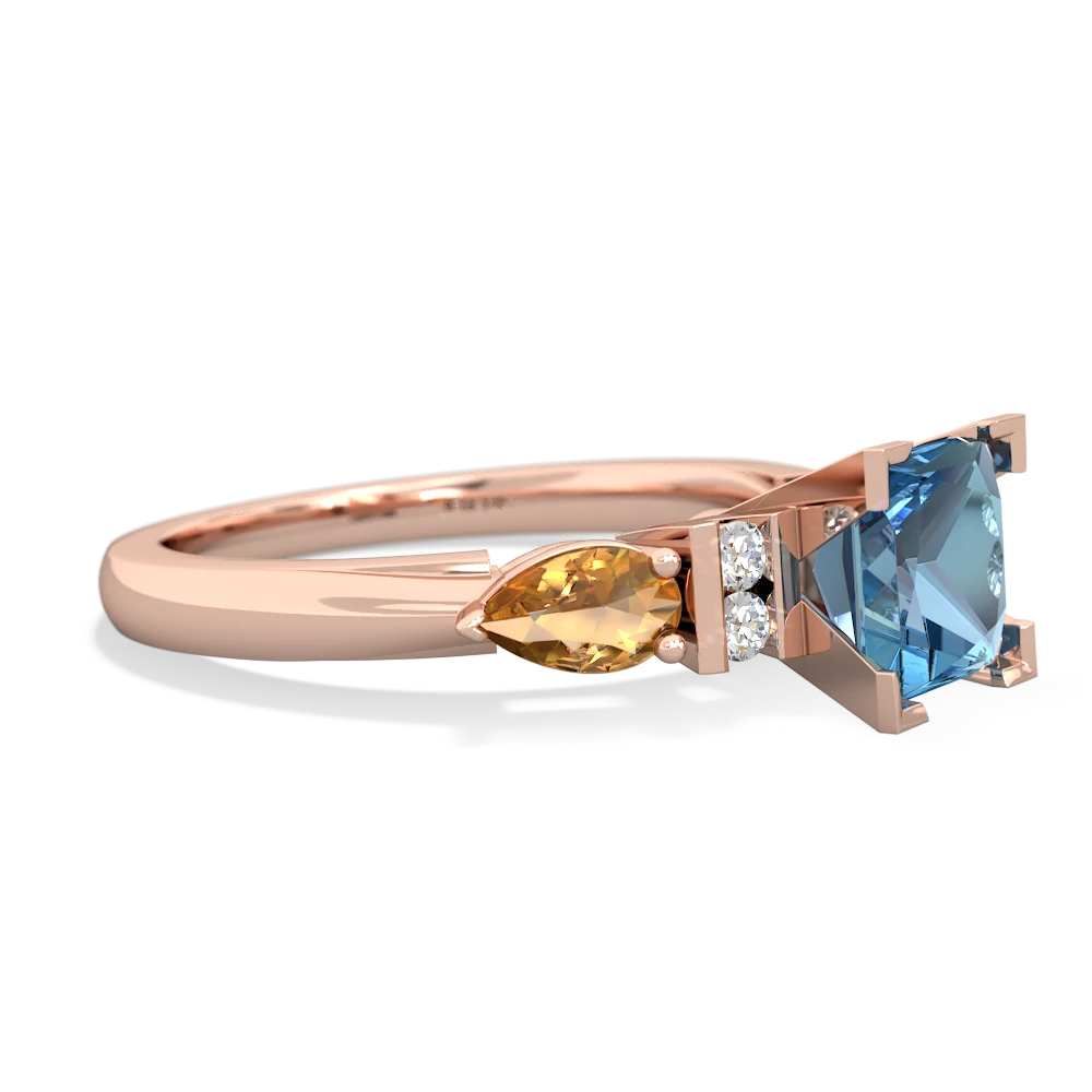 Blue Topaz 6Mm Princess Eternal Embrace Engagement 14K Rose Gold ring C2002