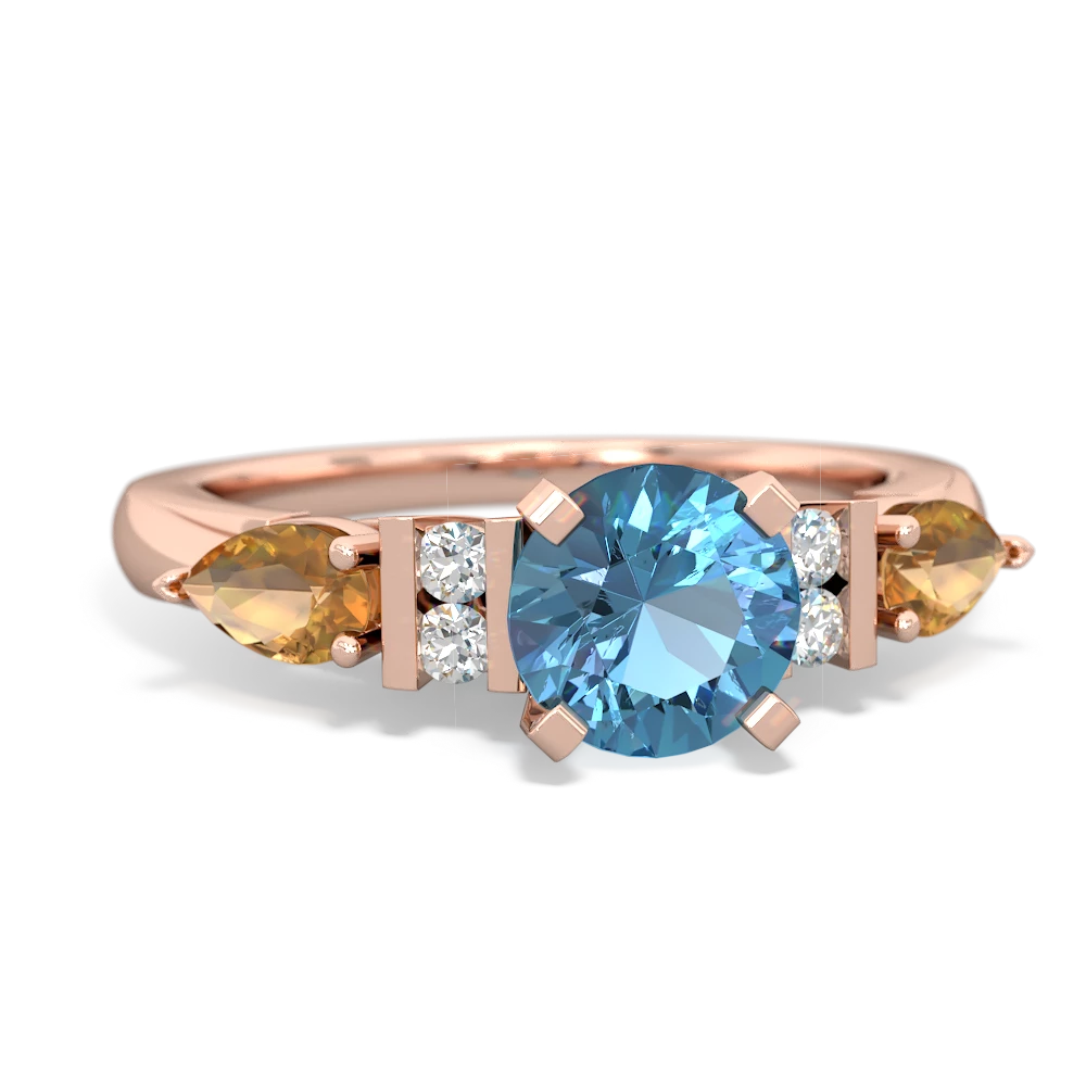 Blue Topaz 6Mm Round Eternal Embrace Engagement 14K Rose Gold ring R2005