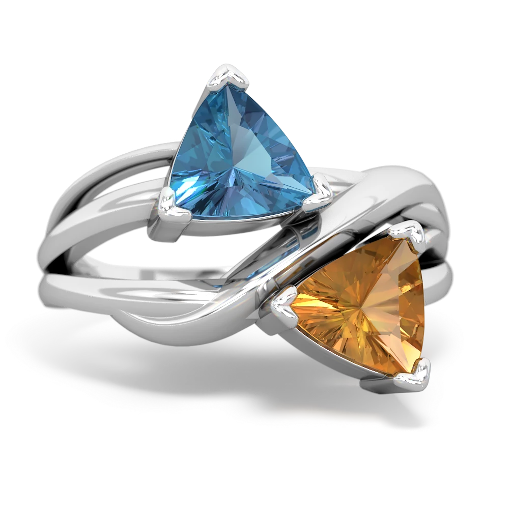 Blue Topaz Split Band Swirl 14K White Gold ring R2341