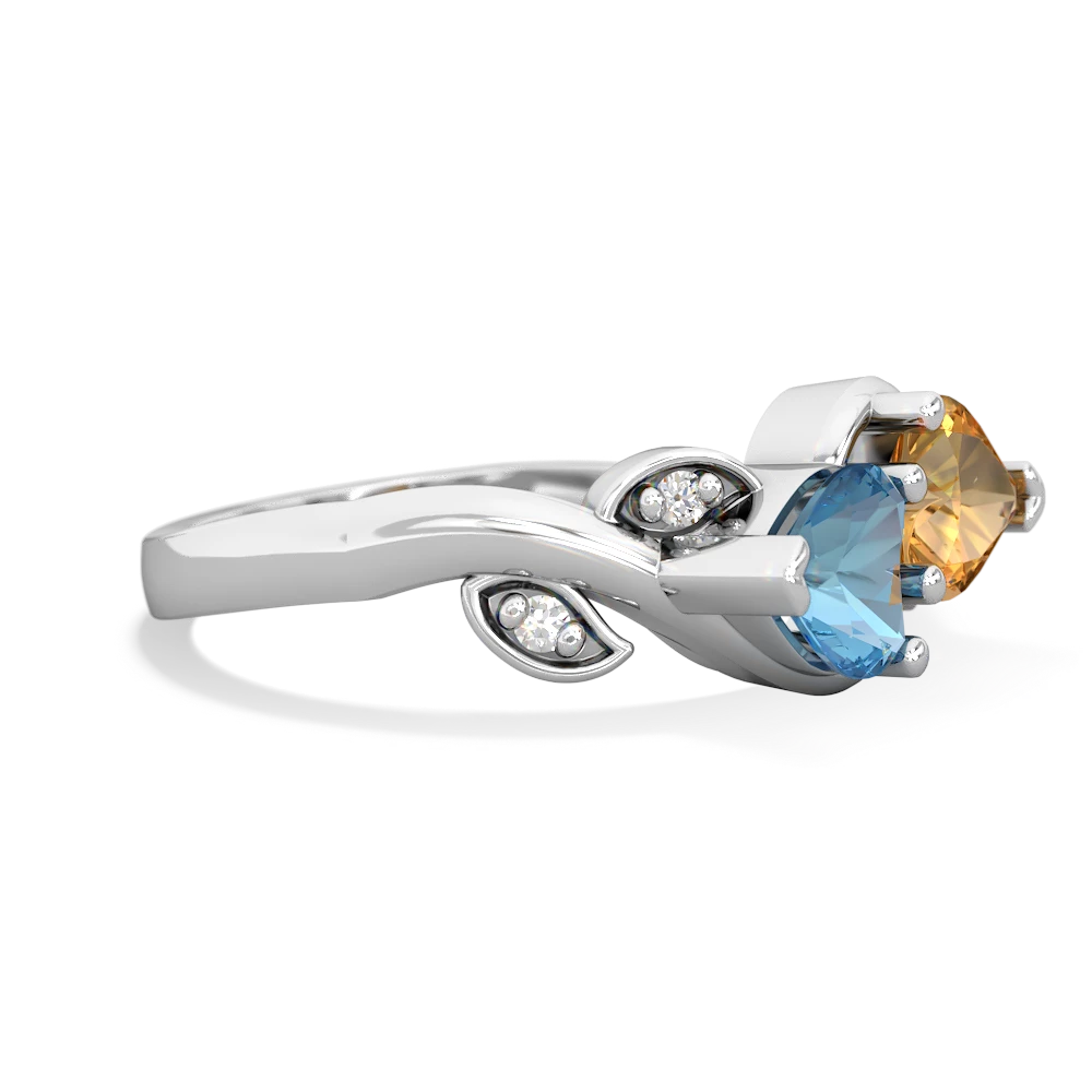 Blue Topaz Floral Elegance 14K White Gold ring R5790