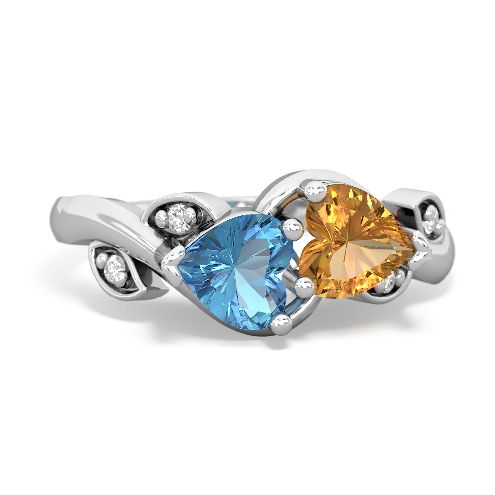 Blue Topaz Floral Elegance 14K White Gold ring R5790