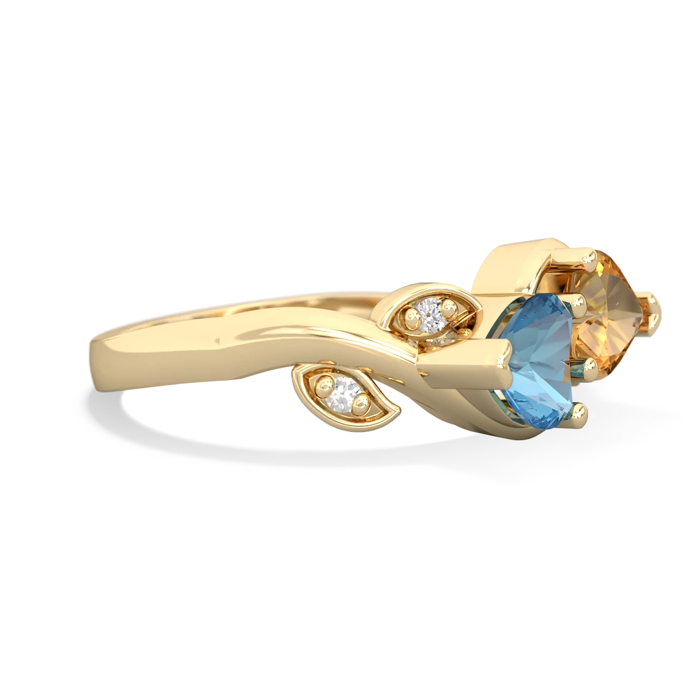 Blue Topaz Floral Elegance 14K Yellow Gold ring R5790