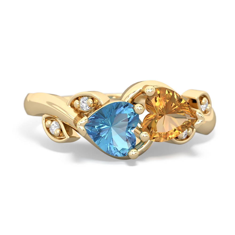 Blue Topaz Floral Elegance 14K Yellow Gold ring R5790