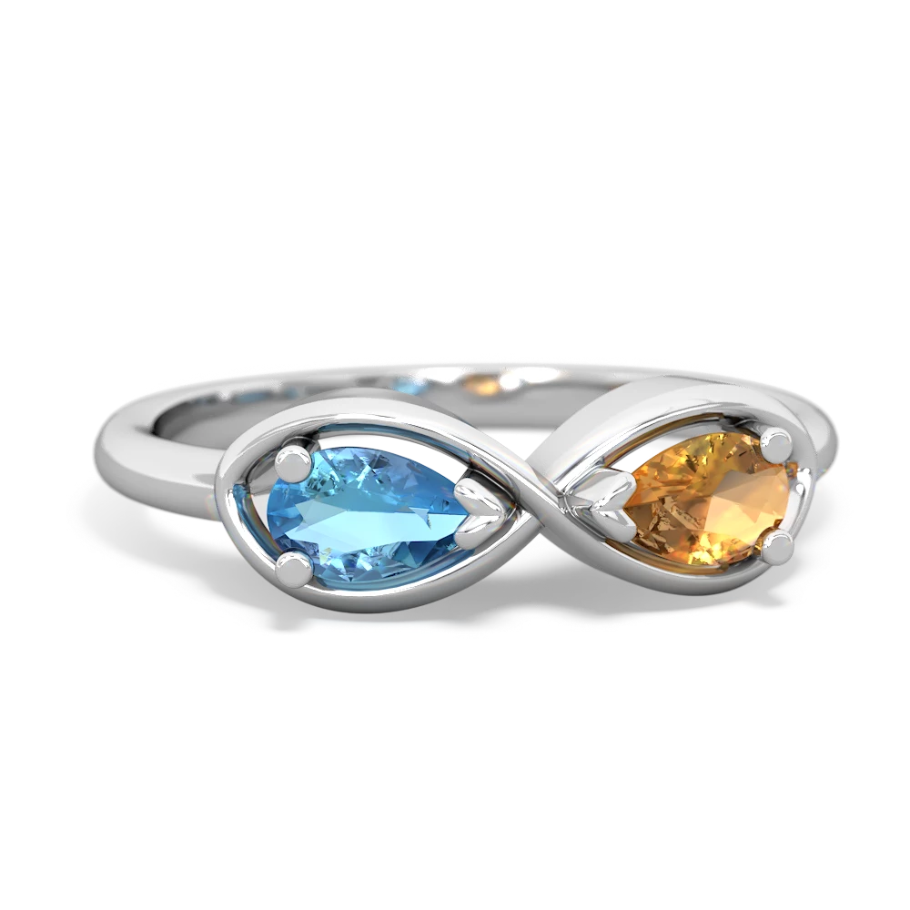 Blue Topaz Infinity 14K White Gold ring R5050