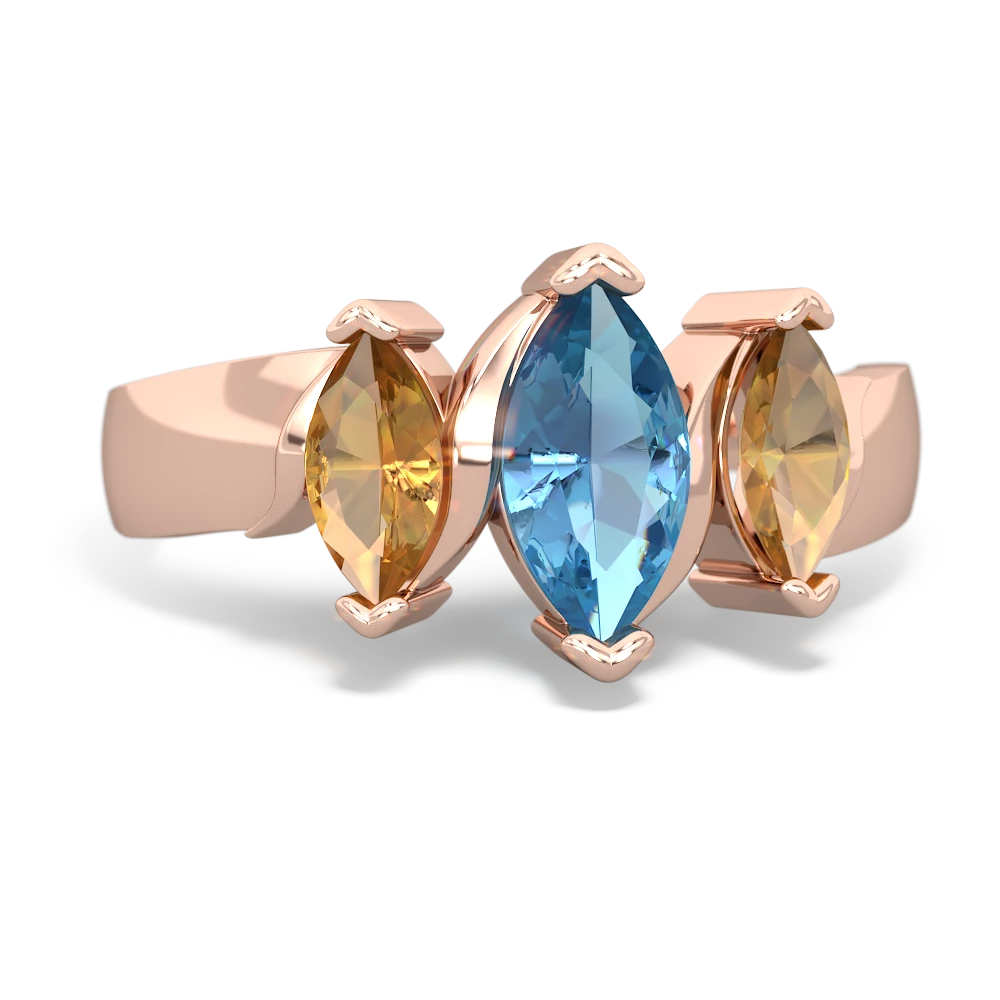 Blue Topaz Three Peeks 14K Rose Gold ring R2433