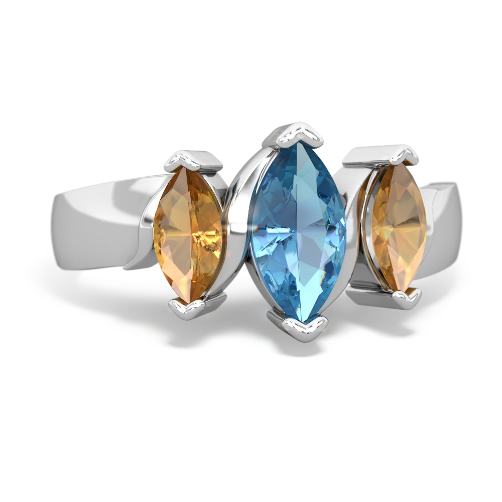 Blue Topaz Three Peeks 14K White Gold ring R2433