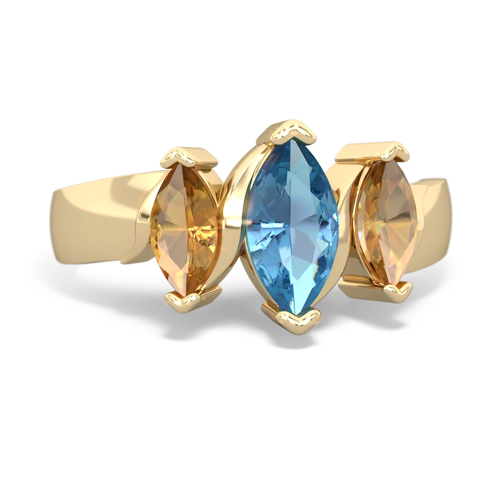 Blue Topaz Three Peeks 14K Yellow Gold ring R2433