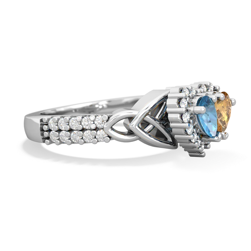 Blue Topaz Celtic Knot Two Hearts As One 14K White Gold ring R2644HRT