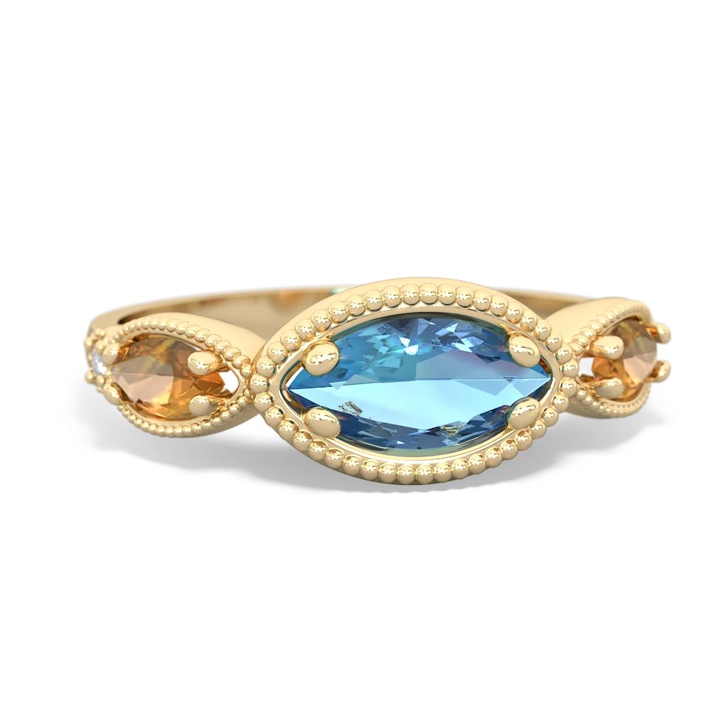 Blue Topaz Milgrain Marquise 14K Yellow Gold ring R5700