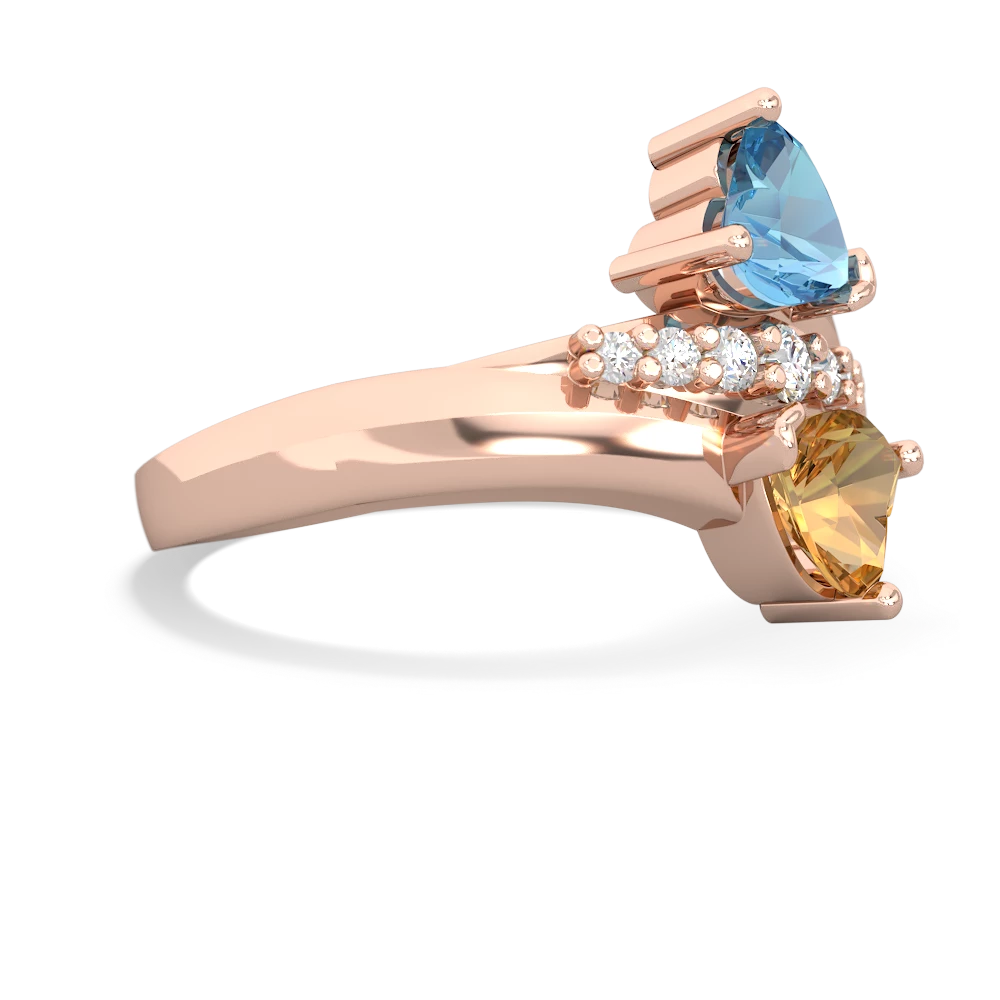 Blue Topaz Heart To Heart 14K Rose Gold ring R2064