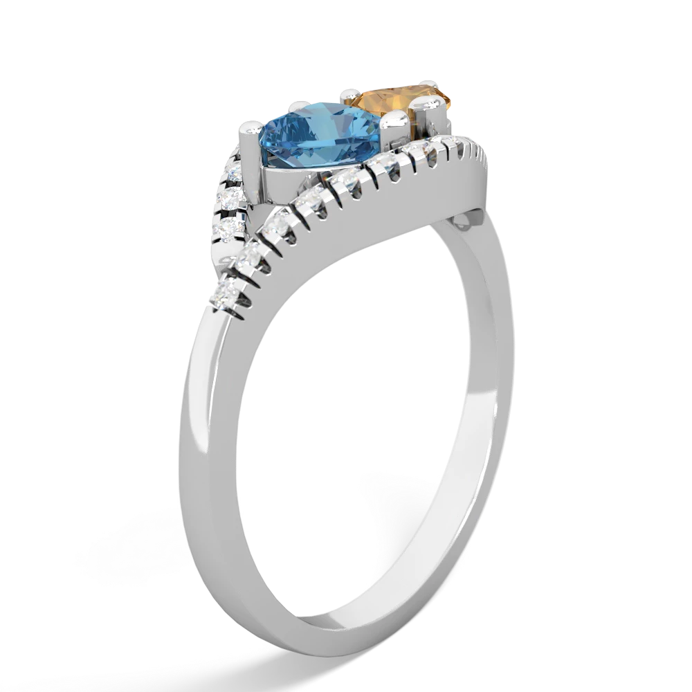 Blue Topaz Mother And Child 14K White Gold ring R3010