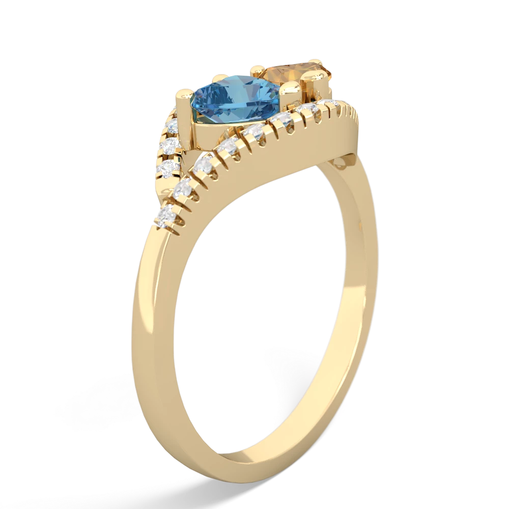 Blue Topaz Mother And Child 14K Yellow Gold ring R3010