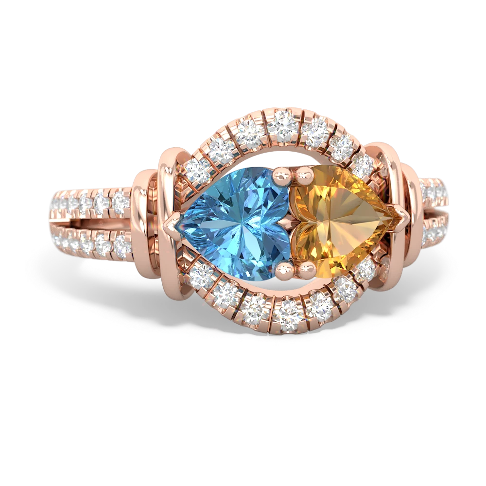 Blue Topaz Art-Deco Keepsake 14K Rose Gold ring R5630