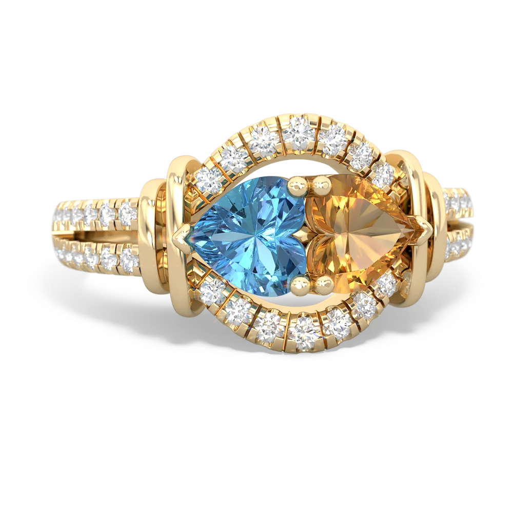 Blue Topaz Art-Deco Keepsake 14K Yellow Gold ring R5630