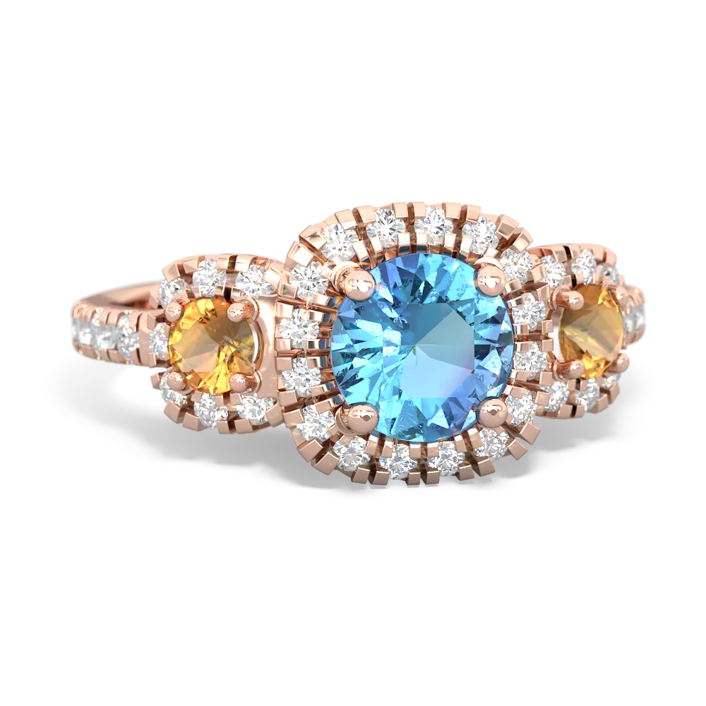 Blue Topaz Regal Halo 14K Rose Gold ring R5350