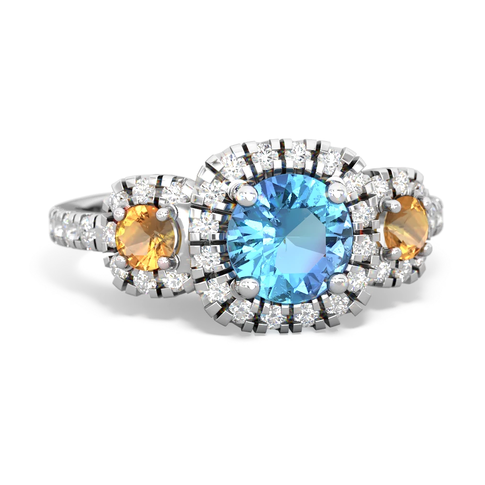 Blue Topaz Regal Halo 14K White Gold ring R5350