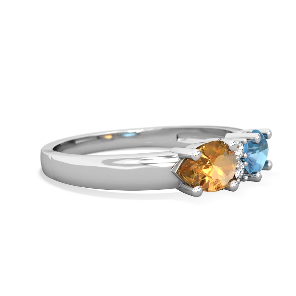 Blue Topaz Pear Bowtie 14K White Gold ring R0865