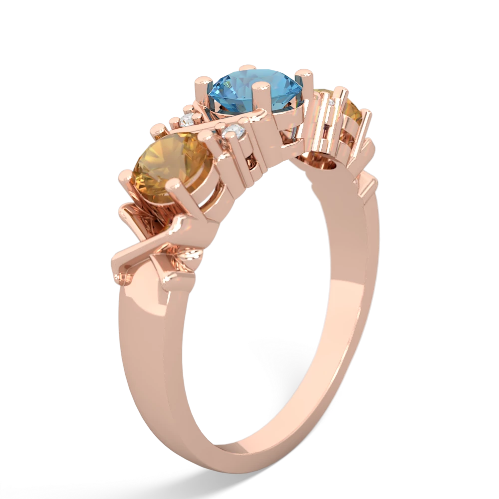 Blue Topaz Hugs And Kisses 14K Rose Gold ring R5016