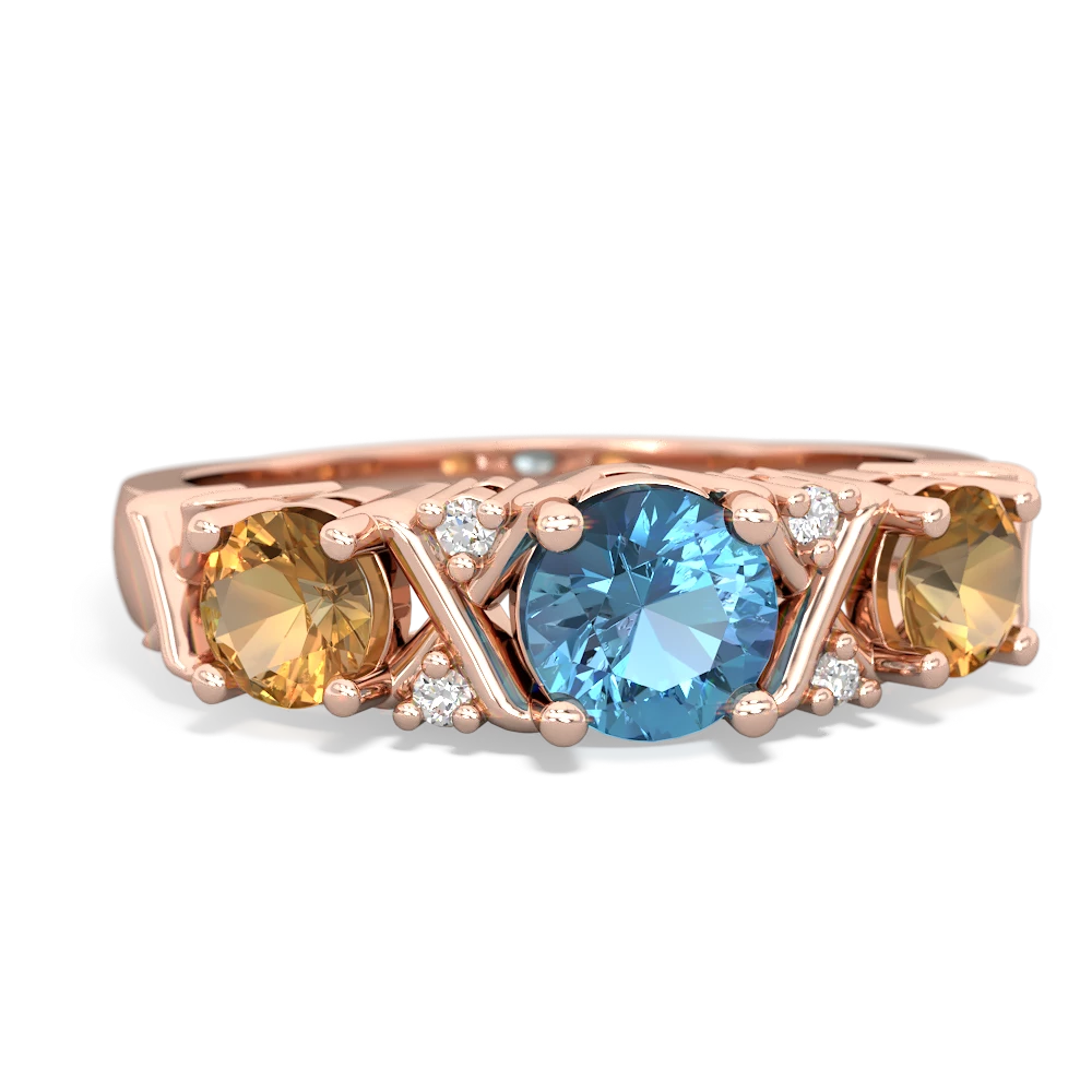 Blue Topaz Hugs And Kisses 14K Rose Gold ring R5016