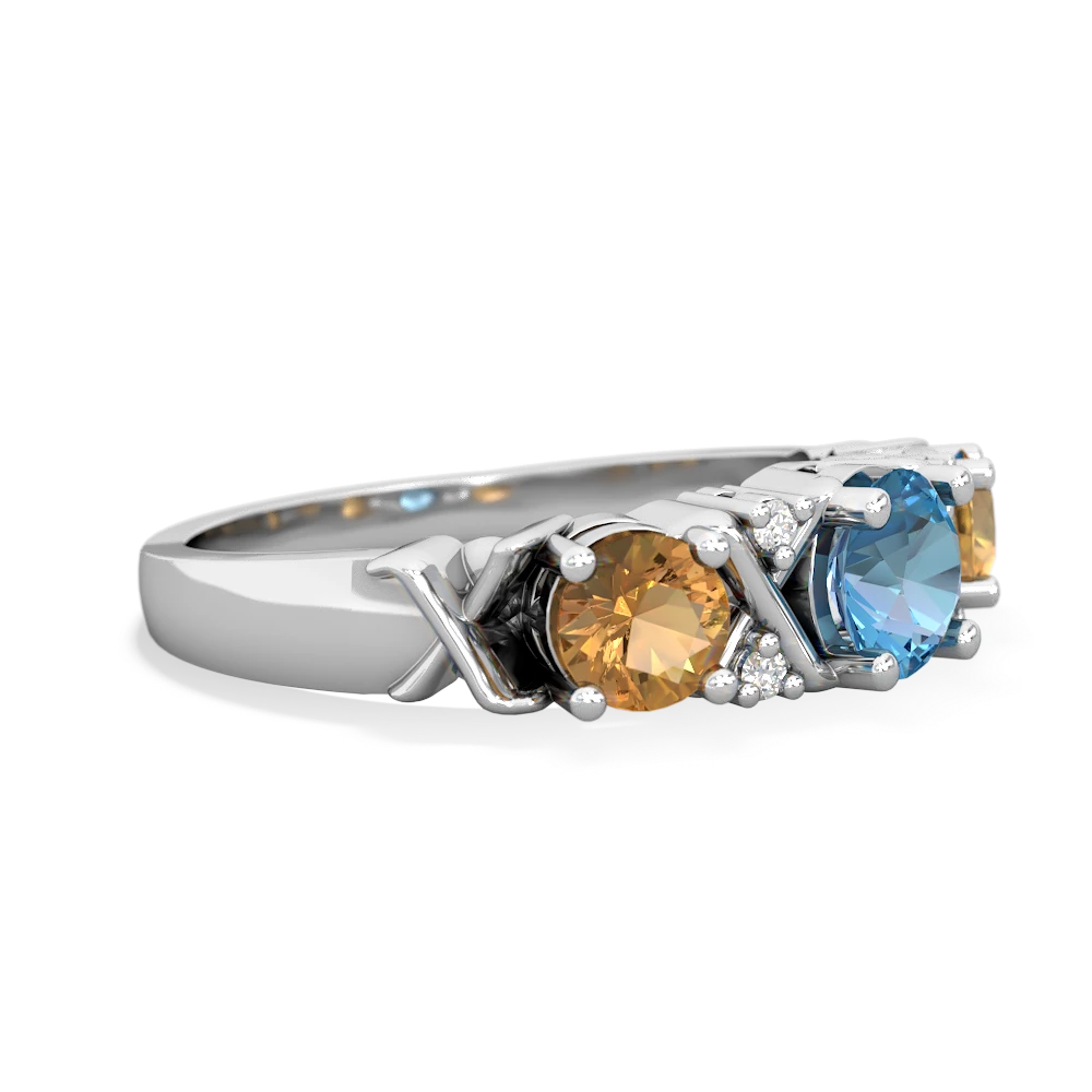 Blue Topaz Hugs And Kisses 14K White Gold ring R5016