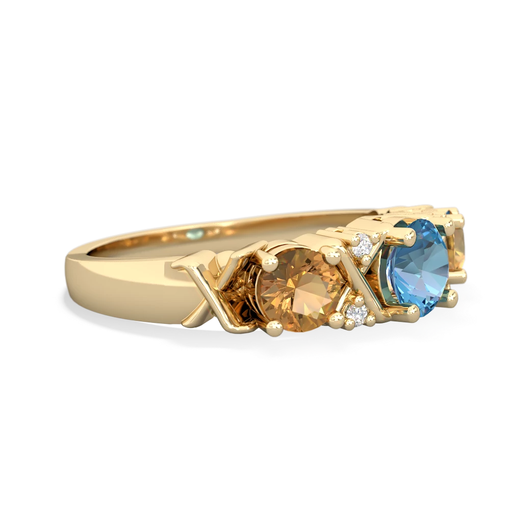 Blue Topaz Hugs And Kisses 14K Yellow Gold ring R5016