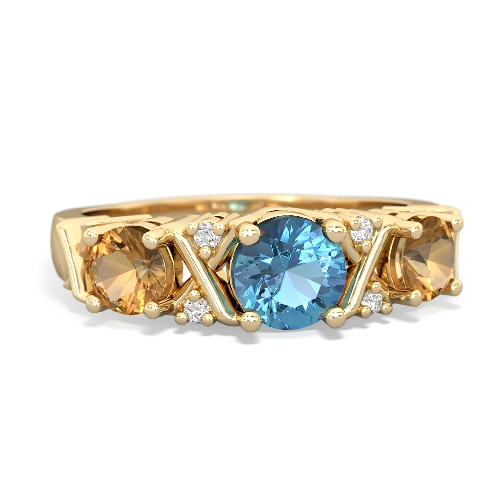 Blue Topaz Hugs And Kisses 14K Yellow Gold ring R5016