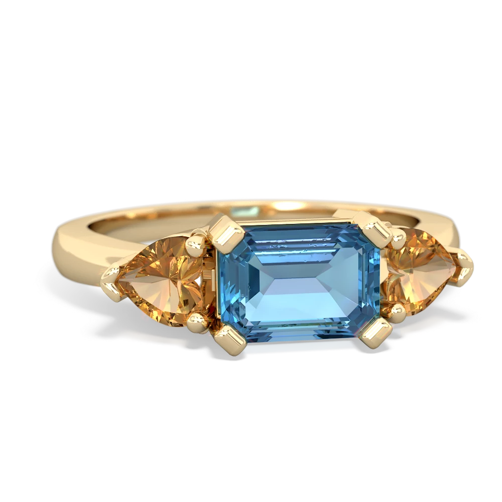 Blue Topaz Three Stone 14K Yellow Gold ring R5235