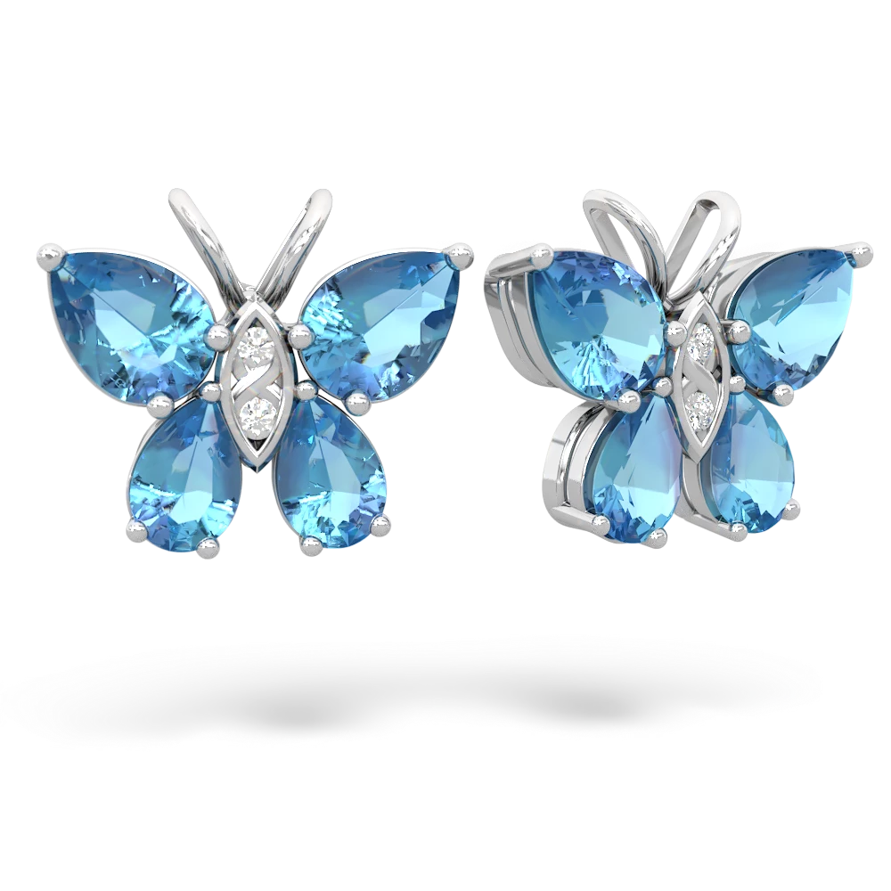 Blue Topaz Butterfly 14K White Gold earrings E2215