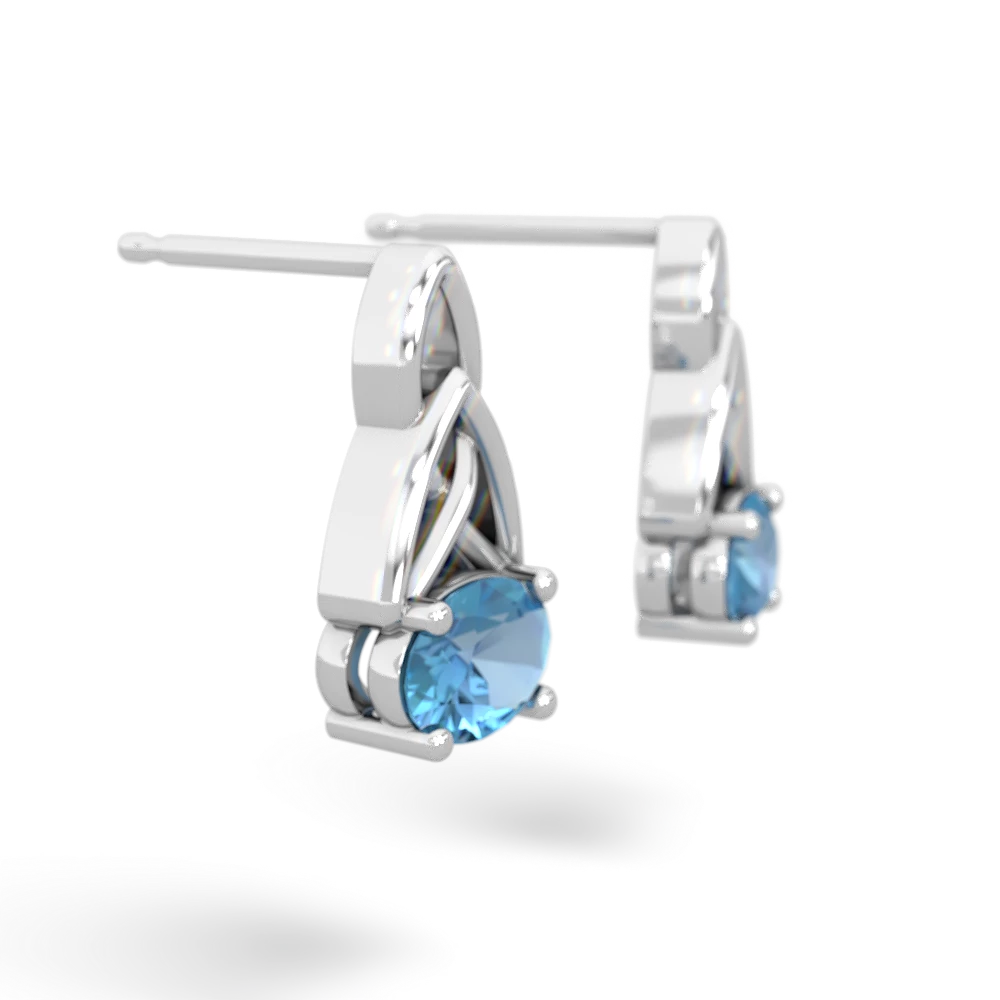 Blue Topaz Celtic Trinity Knot 14K White Gold earrings E2389