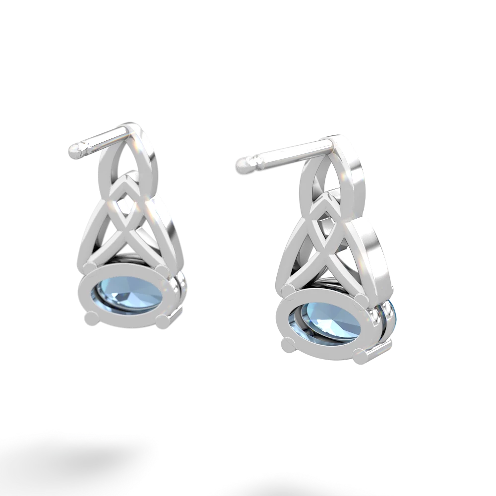 Blue Topaz Celtic Trinity Knot 14K White Gold earrings E2389