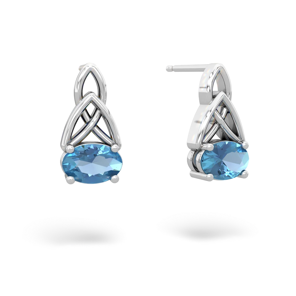 Blue Topaz Celtic Trinity Knot 14K White Gold earrings E2389