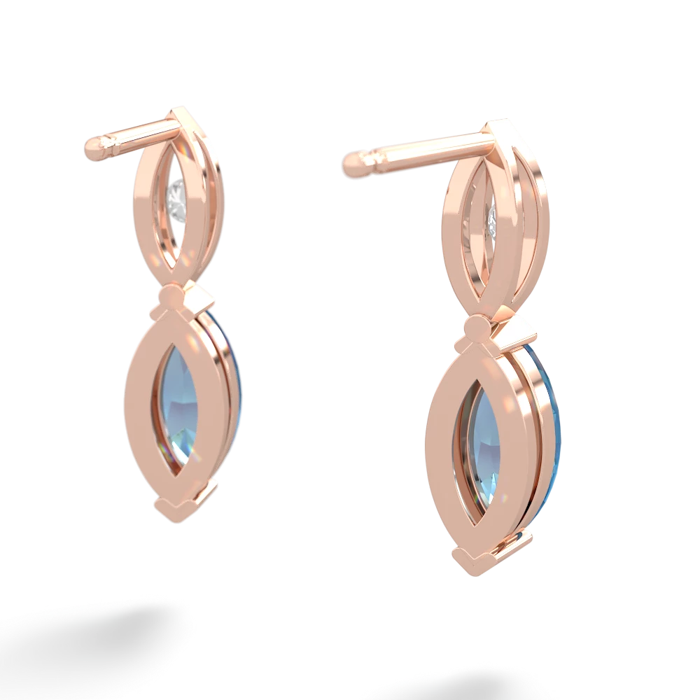 Blue Topaz Marquise Drop 14K Rose Gold earrings E5333