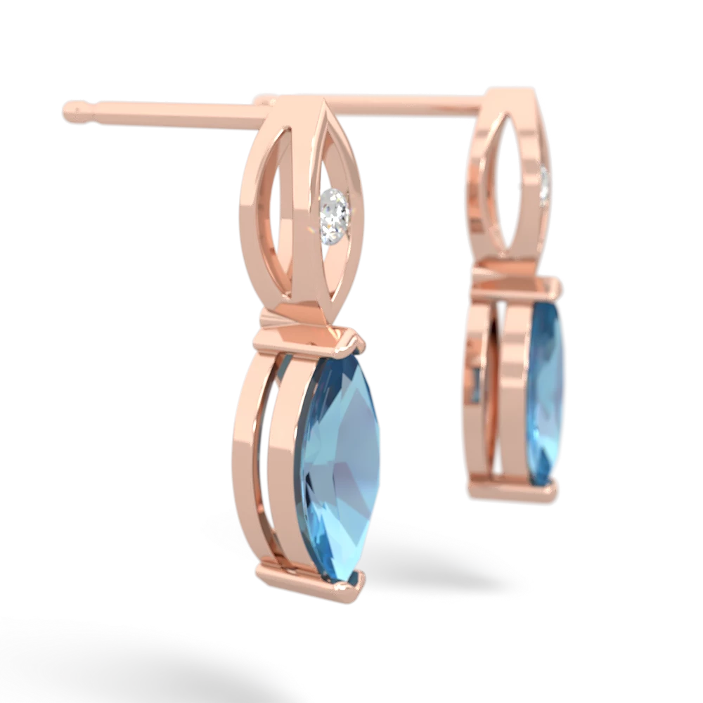 Blue Topaz Marquise Drop 14K Rose Gold earrings E5333