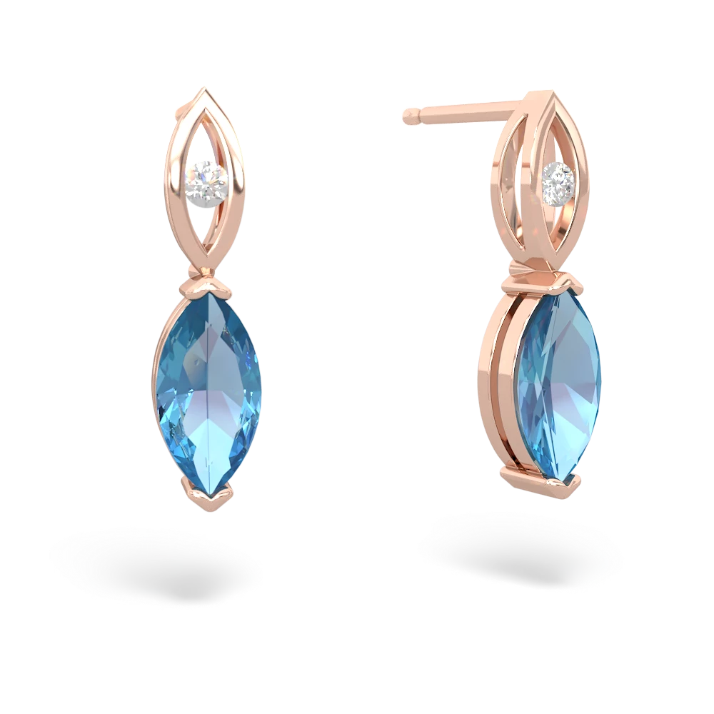 Blue Topaz Marquise Drop 14K Rose Gold earrings E5333