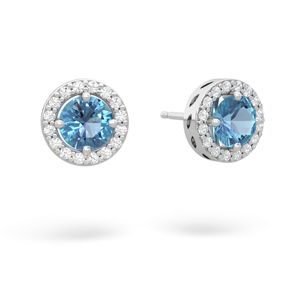 Blue Topaz Halo 14K White Gold earrings E5320