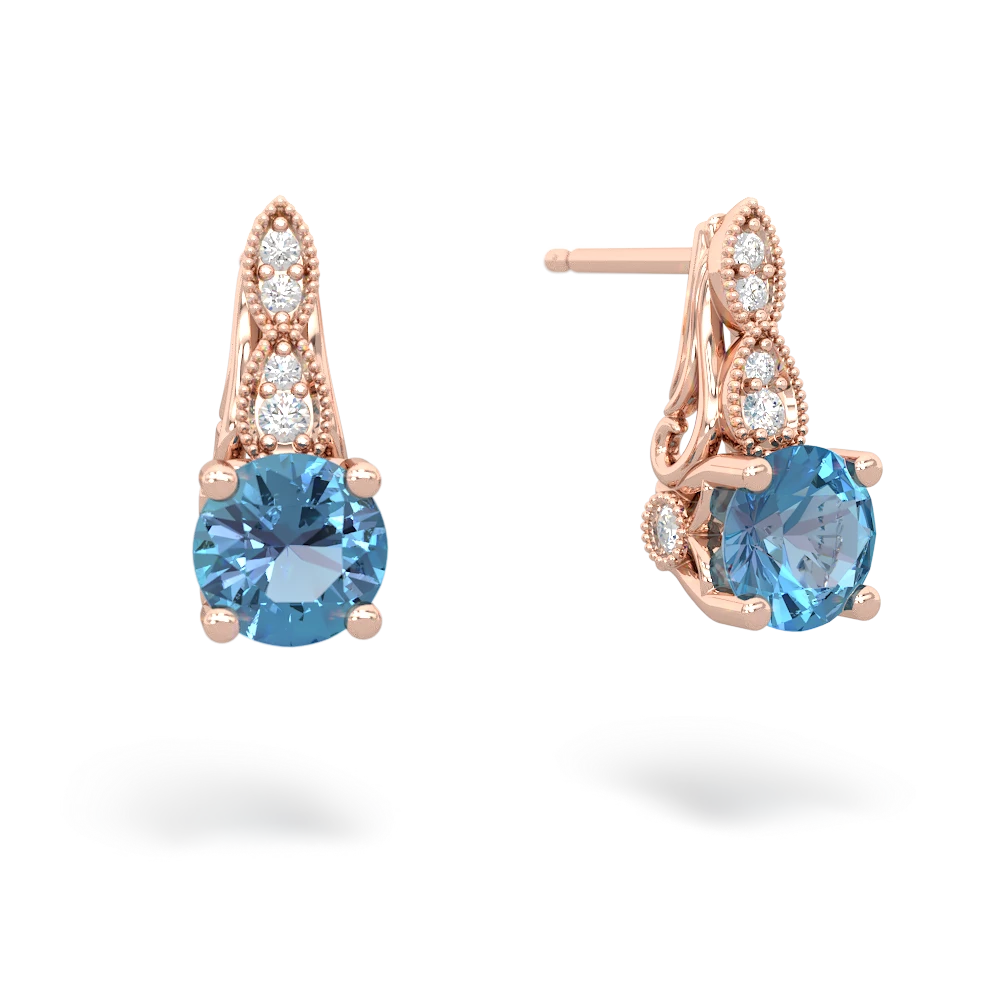 Blue Topaz Antique Elegance 14K Rose Gold earrings E3100