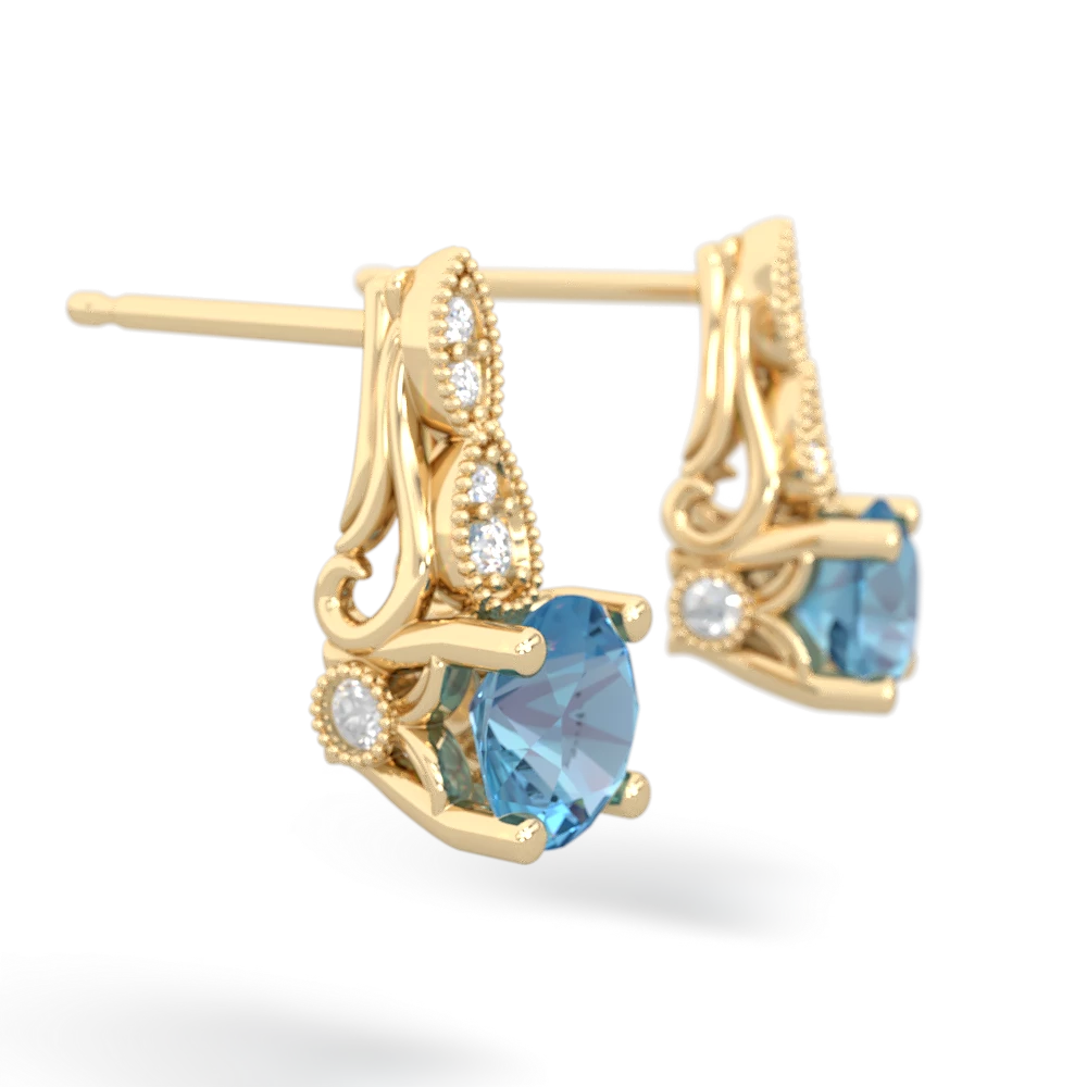 Blue Topaz Antique Elegance 14K Yellow Gold earrings E3100