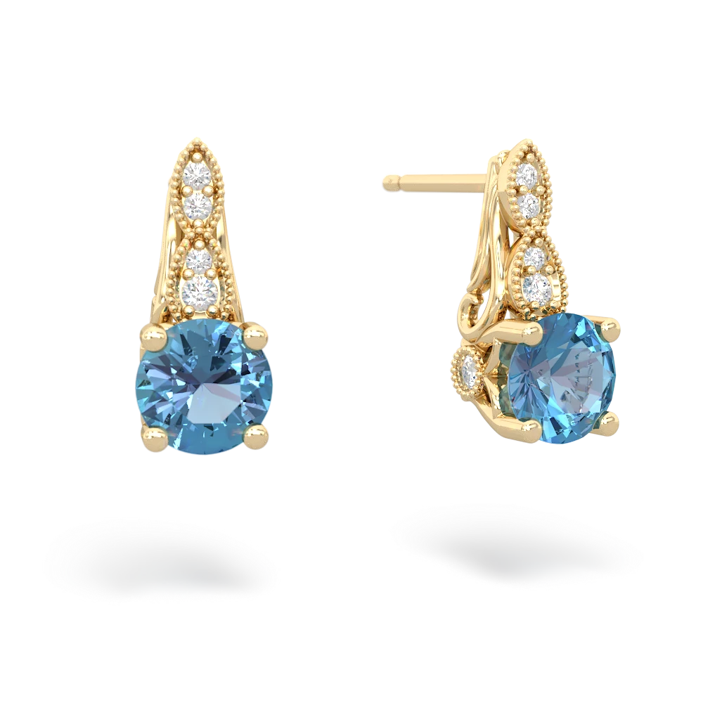 Blue Topaz Antique Elegance 14K Yellow Gold earrings E3100