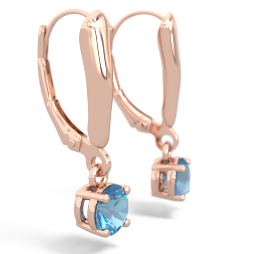 Blue Topaz 5Mm Round Lever Back 14K Rose Gold earrings E2785