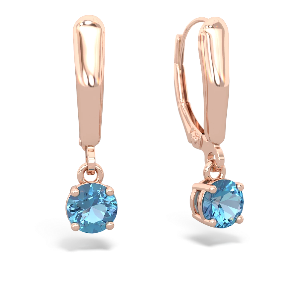 Blue Topaz 5Mm Round Lever Back 14K Rose Gold earrings E2785