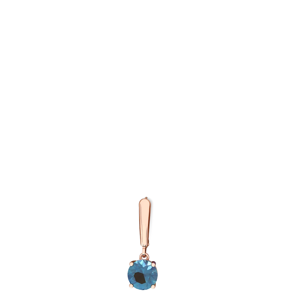 Blue Topaz 8Mm  Round Lever Back 14K Rose Gold earrings E2788
