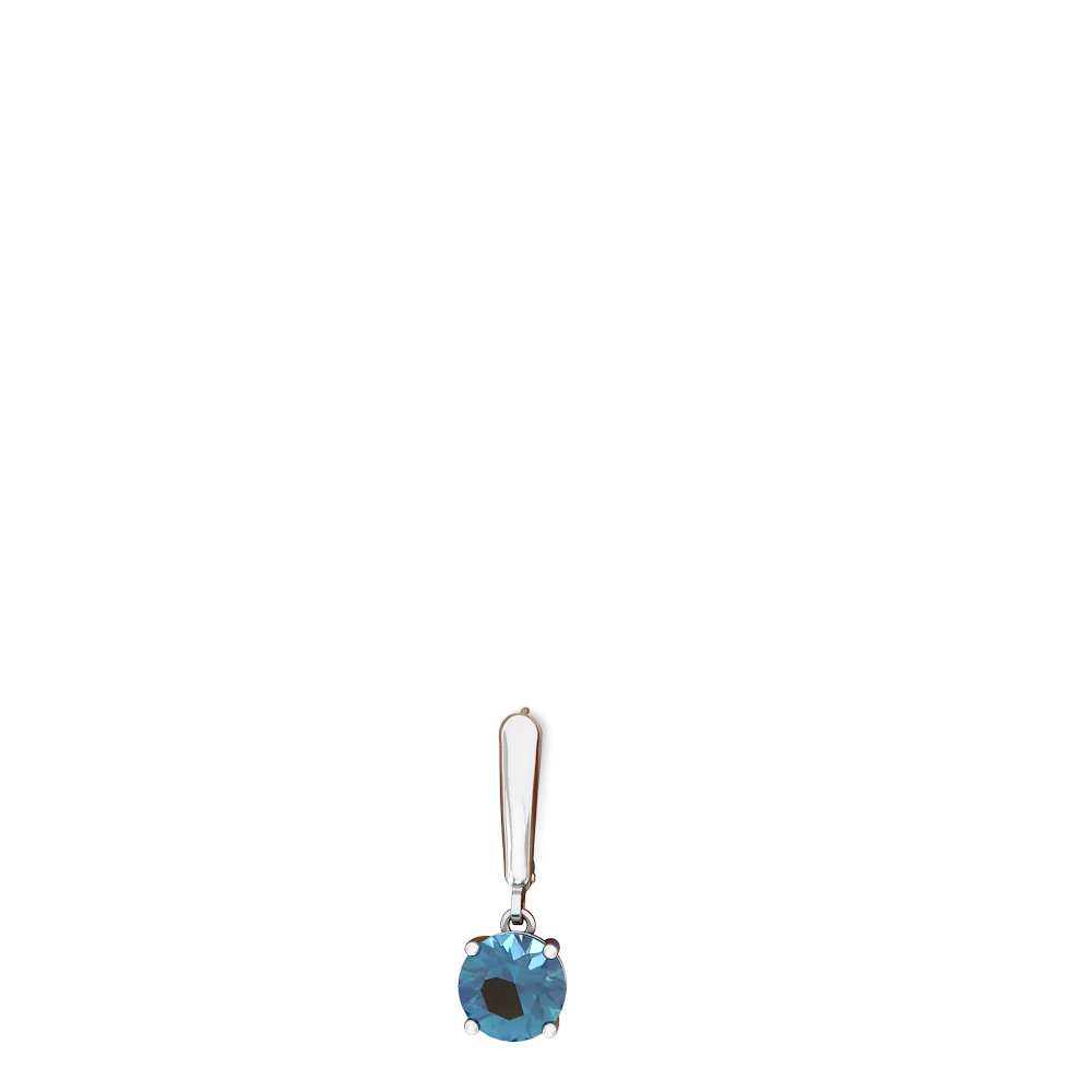 Blue Topaz 8Mm  Round Lever Back 14K White Gold earrings E2788