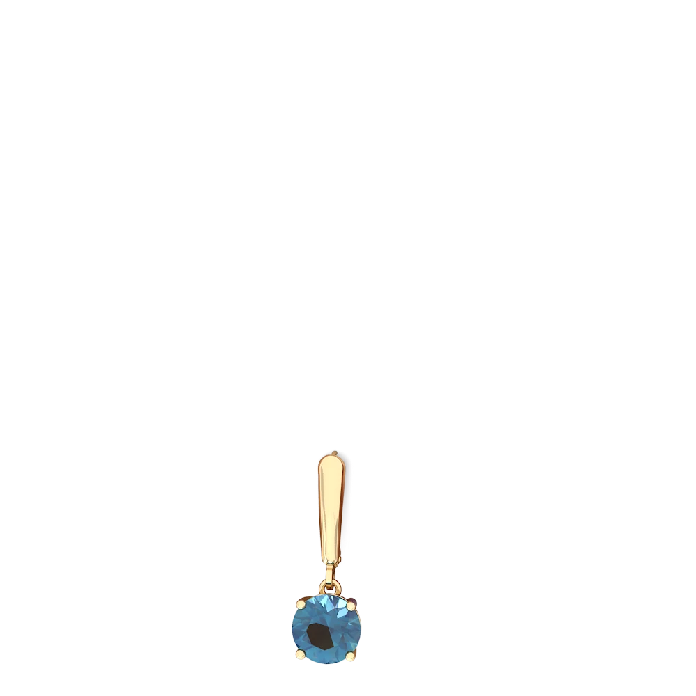 Blue Topaz 8Mm  Round Lever Back 14K Yellow Gold earrings E2788